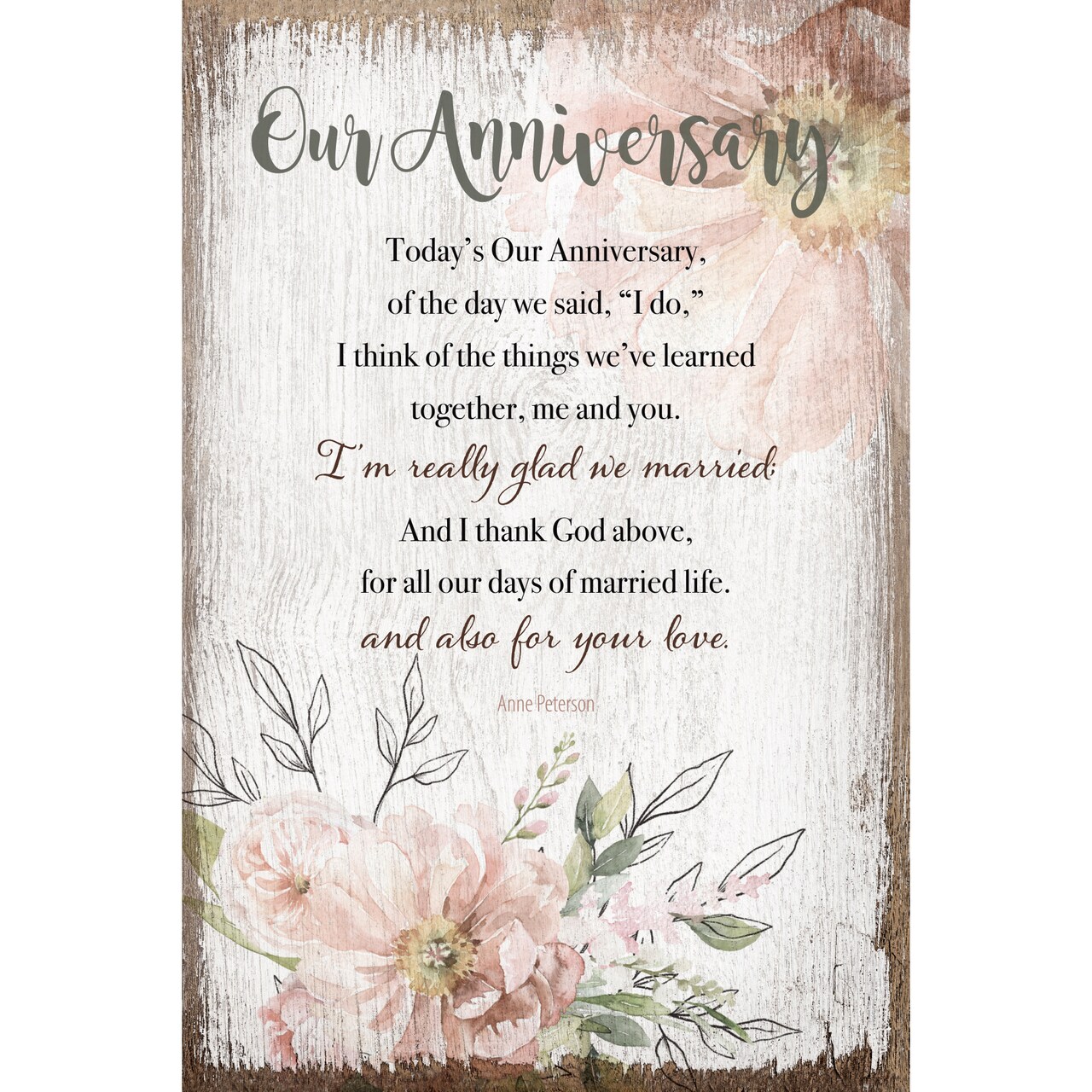 Dexsa Our Anniversary Inspirational Wood Plaque 6 inches x 9 inches